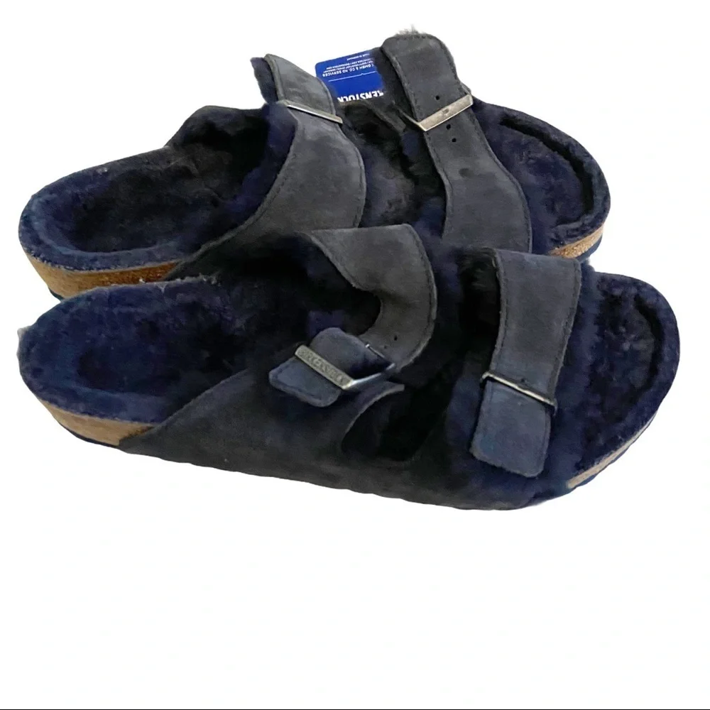 NWT Birkenstock Shearling Arizona Slides Size 45